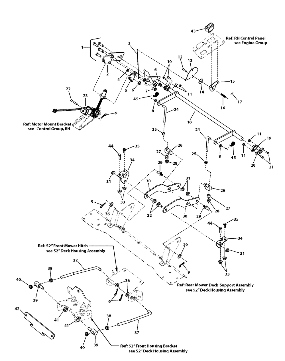 52" Deck Lift Group - Electric Height Of Cut Diagram and Parts List for C950-60107-1 (7800819A-ZTS7000)(2011) Briggs and Stratton Lawn Tractor Accessories